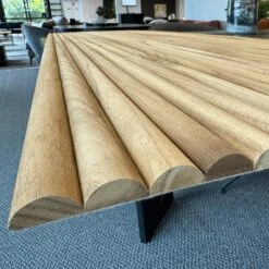 WOODFLEX Flexible Solid Paulownia Wood Slat Wall Panel -2700mm X 600mm - Half Round(Woodflex Flexible Solid Paulownia Wood Slat Wall Panel 2700mm X 595mm Half Round) -Modern Furniture OutdoorHalfRoundCloseup3 2000