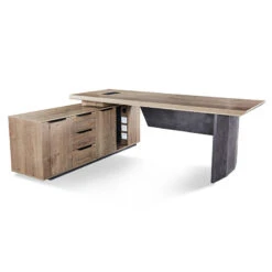 HAMLIN Executive Office Desk With Left Return 2.2M - Tobacco(Hamlin Executive Desk With Left Return 2 2m Tobacco Wood Colour) -Modern Furniture P350502copy