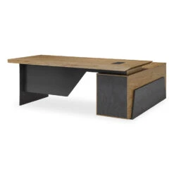 HAMLIN Executive Office Desk With Left Return 2.2M - Tobacco(Hamlin Executive Desk With Left Return 2 2m Tobacco Wood Colour)