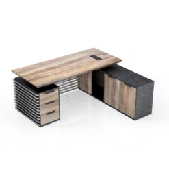 PHOENIX Executive Desk With Right Return 1.8M - Warm Oak & Black(Phoenix Executive Desk With Right Return 1 8m Mahogany Black) -Modern Furniture Phoenix1.8MBackView WF N2801 18 R 1000 2bc2c53d b51d 4e11 b5a0 6d23c261ceb8