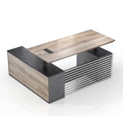 PHOENIX Sit & Stand Electric Lift Executive Desk With Right Return 1.8M - Warm Oak & Black(Phoenix Sit Stand Electric Lift Executive Office Desk With Right Return 1 8m)