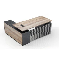 PHOENIX Executive Desk With Right Return 1.8M - Warm Oak & Black(Phoenix Executive Desk With Right Return 1 8m Mahogany Black)