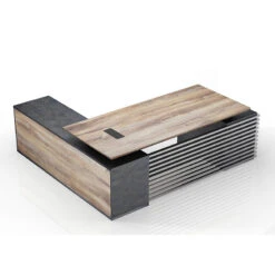 PHOENIX Executive Desk With Right Return 2.2M - Warm Oak & Black(Phoenix Executive Desk With Right Return 2 2m Mahogany Black)