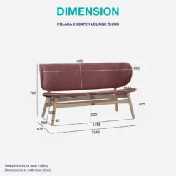 POLARA 2 Seater Lounge Chair - Oak & Salmon(Polara 2 Seater Lounge Chair Oak Salmon) -Modern Furniture PolaraLoungeChair232174dms 900