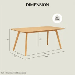 RODEN Dining Table 180cm - Natural Oak(Roden Natural Dining Table) -Modern Furniture Roden DiningTabledms 800