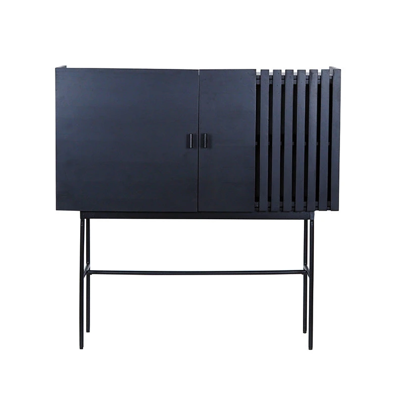 SHANTI Tall Sideboard 120cm Solid Acacia Wood - Black(Shanti Sideboard 120 Cm Black) 4 SHANTI Tall Sideboard 120cm Solid Acacia Wood - Black(Shanti Sideboard 120 Cm Black) - Image 2