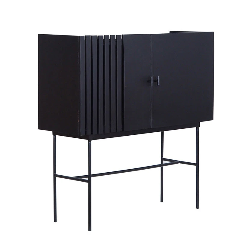 SHANTI Tall Sideboard 120cm Solid Acacia Wood - Black(Shanti Sideboard 120 Cm Black) 3 SHANTI Tall Sideboard 120cm Solid Acacia Wood - Black(Shanti Sideboard 120 Cm Black)