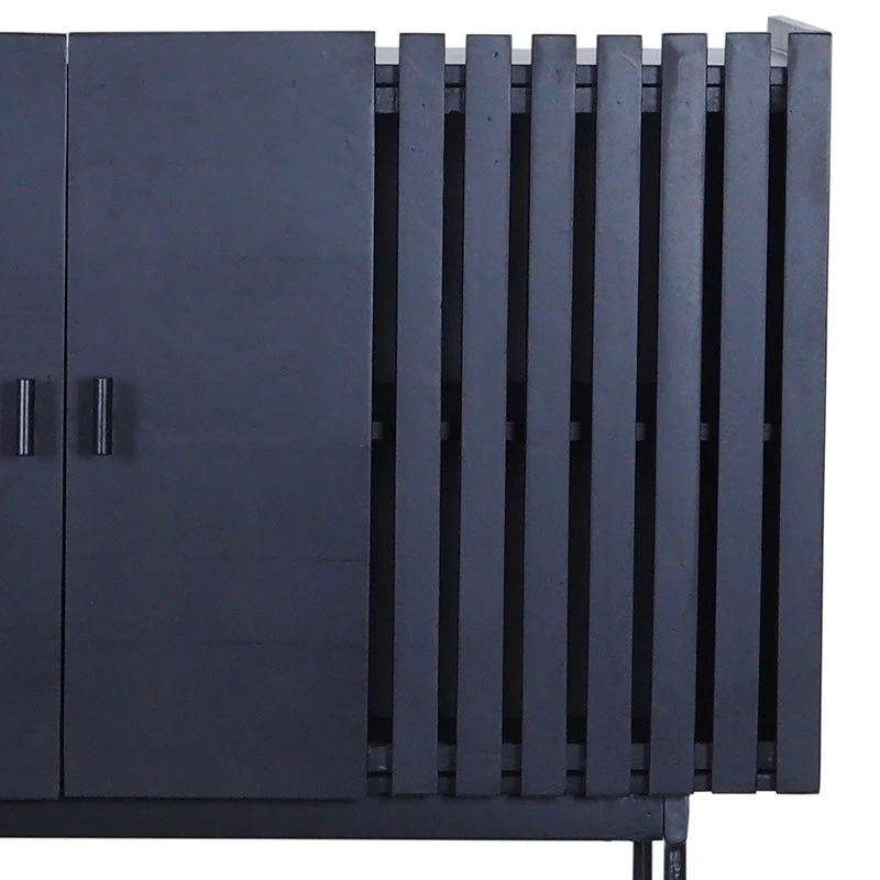 SHANTI Tall Sideboard 120cm Solid Acacia Wood - Black(Shanti Sideboard 120 Cm Black) 9 SHANTI Tall Sideboard 120cm Solid Acacia Wood - Black(Shanti Sideboard 120 Cm Black) - Image 7