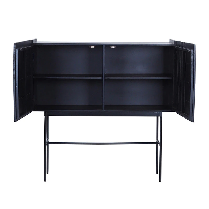 SHANTI Tall Sideboard 120cm Solid Acacia Wood - Black(Shanti Sideboard 120 Cm Black) 6 SHANTI Tall Sideboard 120cm Solid Acacia Wood - Black(Shanti Sideboard 120 Cm Black) - Image 4