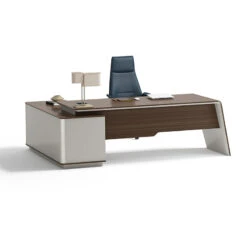 ANDERS Executive Desk Reversible Return 2.4M - Hazelnut & Beige(Copy Of Anders Executive Desk Reversible Return 2 4m Australian Gold Oak Beige 1)