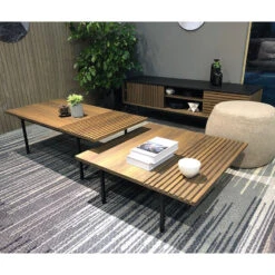 TOZZI Square Coffee Tables 85cm - Walnut & Black(Tozzi Square Coffee Tables 80cm Walnut Black) -Modern Furniture TOZZINest DI J5810A B Lifestyle 800