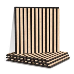 Square WOODFLEX Acoustic Wood Slat Wall Tiles - Oak Veneer - 4pc Set(Square Woodflex Acoustic Wood Slat Wall Tiles Oak Veneer 60cm X 60cm)
