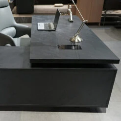 DAXTON Executive Desk With Right Return With Lift 200cm - Black(Daxton Executive Desk With Right Return 200cm Warm Oak Black Copy) -Modern Furniture Topside2R 1000