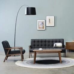 TUCSON Lounge Chair - Walnut & Black PU Leather(Tucson Armchair Sofa In Black) -Modern Furniture TucsonConcept 800 d73d4fb9 0031 47c9 b719 d0c4c0aeddb4