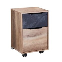 Daxton Mobile Pedestal Cabinet 41cm - Warm Oak & Black(Daxton Mobile Cabinet)
