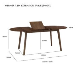WERNER Extendable Dining Table 150-195cm - Black(Werner Extendable Dining Table 150cm Black) -Modern Furniture WERNER1.5MEXTENSIONTABLE 146047 800