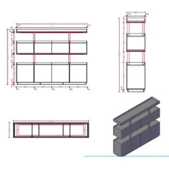 TRIBECA Display Unit200cm - Warm Oak(Tribeca Display Unit 200cm Light Brown) -Modern Furniture WF EWS002ABC Mdms 1000