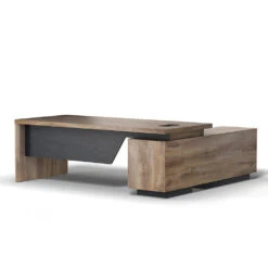 BALDER Executive Desk With Left Return 2.2-2.4M - Warm Oak & Black(Balder Executive Desk With Left Return 2 2 2 4m Warm Oak Black) -Modern Furniture WF M2505 2224 L 1 1000