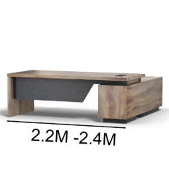 BALDER Executive Desk With Left Return 2.2-2.4M - Warm Oak & Black(Balder Executive Desk With Left Return 2 2 2 4m Warm Oak Black) -Modern Furniture WF M2505 2224 L 2 10002 2M 2 4M