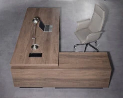 BALDER Executive Desk With Left Return 1.8-2.0M - Warm Oak & Black(Balder Executive Desk With Left Return 1 8 2 0m Mahogany Black) -Modern Furniture WF M2505 L0144 800