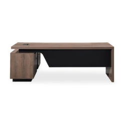 BALDER Executive Desk With Right Return 1.8-2.0M - Warm Oak & Black(Balder Executive Desk With Right Return 1 8 2 0m Mahogany Black) -Modern Furniture WF M2505 RFrontview 800