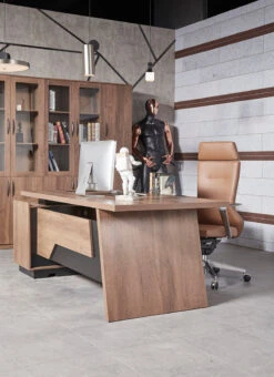 SUTTON Executive Desk With Right Return 1.8M - 2.0M - Warm Oak & Black(Sutton Executive Desk With Right Return 1 8m 2 0m Mahogany Black) -Modern Furniture WF M2507 RLifestyle 9 800