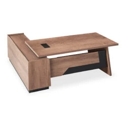 SUTTON Executive Desk With Right Return 1.8M - 2.0M - Warm Oak & Black(Sutton Executive Desk With Right Return 1 8m 2 0m Mahogany Black) -Modern Furniture WF M2507 R 4Right 800