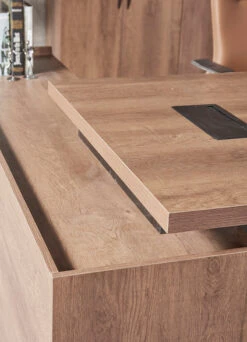 SUTTON Executive Desk With Right Return 1.8M - 2.0M - Warm Oak & Black(Sutton Executive Desk With Right Return 1 8m 2 0m Mahogany Black) -Modern Furniture WF M2507 c 800