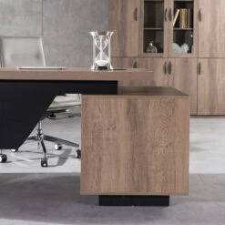 KELLEN Executive Desk With Left Return 1.6-1.8M - Warm Oak & Black(Kellen Executive Desk With Left Return 1 6 1 8m Mahogany Black) 21 KELLEN Executive Desk With Left Return 1.6-1.8M - Warm Oak & Black(Kellen Executive Desk With Left Return 1 6 1 8m Mahogany Black) -Modern Furniture WF M2508 L 0290LEFT 800