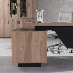 KELLEN Executive Desk With Right Return 1.6-1.8M - Warm Oak & Black(Kellen Executive Desk With Right Return 1 6 1 8m Mahogany Black) -Modern Furniture WF M2508 L 0290RIGHT 800