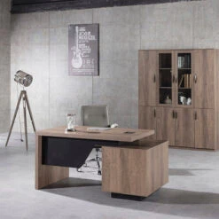 KELLEN Executive Desk With Left Return 1.6-1.8M - Warm Oak & Black(Kellen Executive Desk With Left Return 1 6 1 8m Mahogany Black) 17 KELLEN Executive Desk With Left Return 1.6-1.8M - Warm Oak & Black(Kellen Executive Desk With Left Return 1 6 1 8m Mahogany Black) -Modern Furniture WF M2508 0311LEFT 800