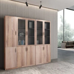 BALDER 5 Door Display Unit 200cm - Warm Oak(Balder 5 Door Display Unit 200cm Warm Oak)