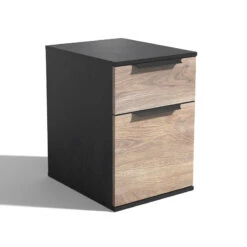 TRIBECA 2 Drawer Filing Pedestal Cabinet - Warm Oak & Black(Tribeca Mobile Cabinet 2 Drawers Mahogany Black)