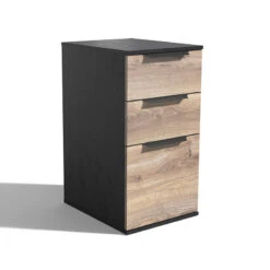 TRIBECA 3 Drawer Filing Pedestal Cabinet - Warm Oak & Black(Copy Of Tribeca Mobile Cabinet 2 Drawers Mahogany Black)