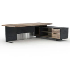 DAXTON Executive Desk With Right Return 200cm - Warm Oak & Black(Daxton Executive Desk 200cm With Right Return Warm Oak Black) -Modern Furniture WF N2002 R 1 2
