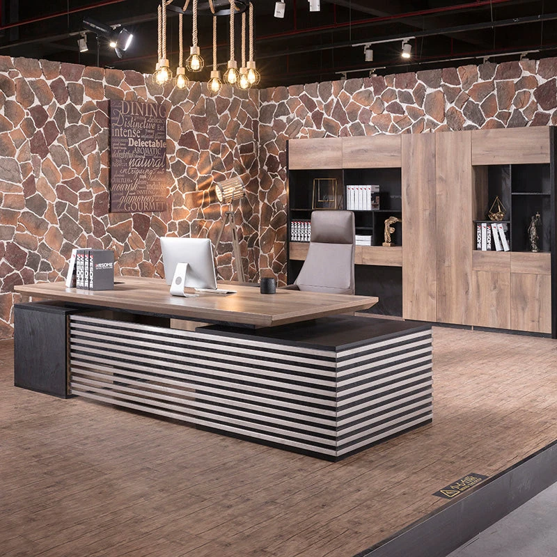 PHOENIX Executive Desk With Right Return 2.8M - Warm Oak & Black(Phoenix Executive Desk With Right Return 2 8m Mahogany Black) 4 PHOENIX Executive Desk With Right Return 2.8M - Warm Oak & Black(Phoenix Executive Desk With Right Return 2 8m Mahogany Black) - Image 2