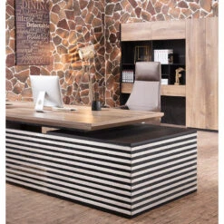 PHOENIX 2.0 - Sit Stand Electric Lift Executive Desk With Left Return 2.8m - Warm Oak & Black(Copy Of Phoenix 2 0 Sit Stand Electric Lift Executive Office Desk With Left Return 2 8m) -Modern Furniture WF N28012copy 3dbc02ed 345e 4e76 8a0c 5e2e9482d8c5