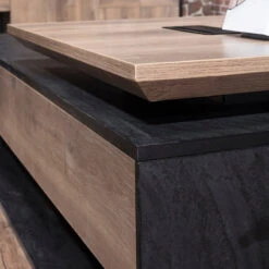 PHOENIX 2.0 - Sit Stand Electric Lift Executive Desk With Right Return 2.8m - Warm Oak & Black(Phoenix 2 0 Sit Stand Electric Lift Executive Office Desk With Right Return 2 8m) -Modern Furniture WF N2801 3 copy 05d9d6f0 ace2 4ef5 8244 b4e1beba5881