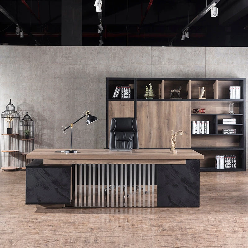 DAXTON Executive Desk With Right Return 2.4M - Warm Oak & Black(Daxton Executive Desk With Right Return 2 4m Mahogany Black) 9 DAXTON Executive Desk With Right Return 2.4M - Warm Oak & Black(Daxton Executive Desk With Right Return 2 4m Mahogany Black) - Image 7