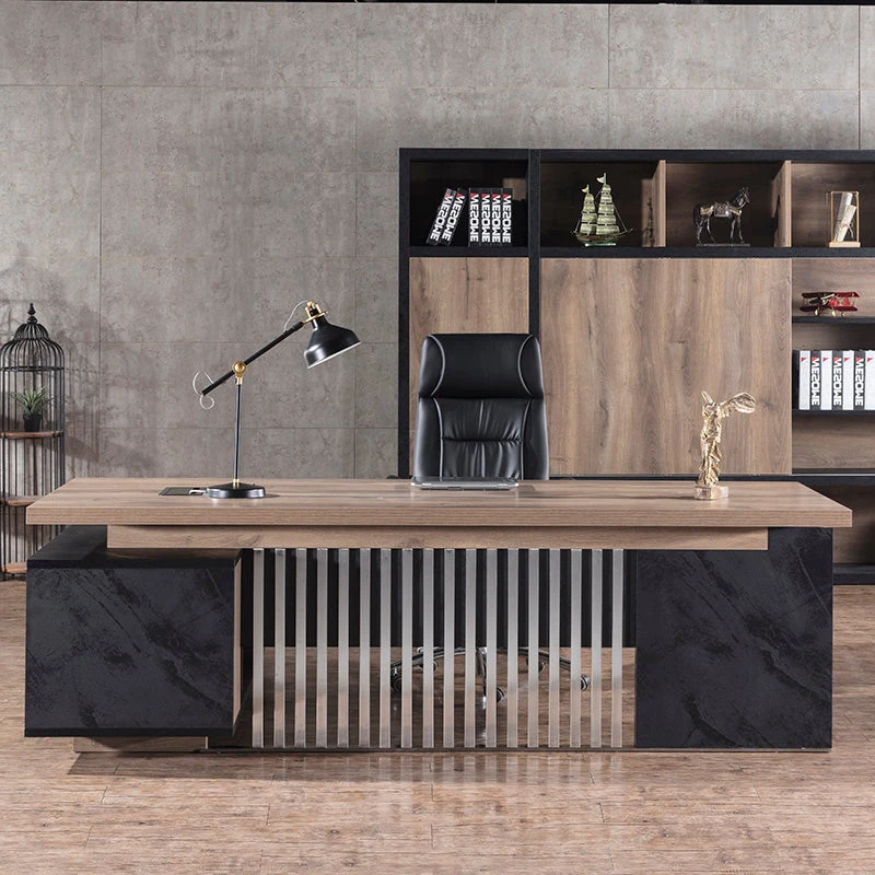 DAXTON Executive Desk With Right Return 2.4M - Warm Oak & Black(Daxton Executive Desk With Right Return 2 4m Mahogany Black) 4 DAXTON Executive Desk With Right Return 2.4M - Warm Oak & Black(Daxton Executive Desk With Right Return 2 4m Mahogany Black) - Image 2