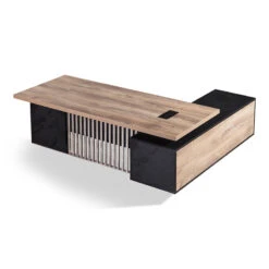 DAXTON Executive Desk With Left Return 200cm - Warm Oak & Black(Daxton Executive Desk With Left Return 2 0m Warm Oak Black)