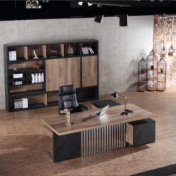 DAXTON Executive Desk With Left Return 200cm - Warm Oak & Black(Daxton Executive Desk With Left Return 2 0m Warm Oak Black) -Modern Furniture WF N2802Lifestyle 800