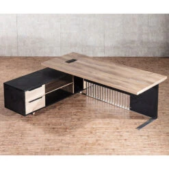 DAXTON Executive Desk With Left Return 2.4M - Warm Oak & Black(Daxton Executive Desk With Left Return 2 4m Mahogany Black) -Modern Furniture WF N2802 2 copy