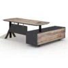 EASTON Sit Stand Electric Lift Executive Desk With Left Return 2.2m - Warm Oak & Black(Easton 2 0 Sit Stand Electric Lift Executive Office Desk With Left Return 2 2m) -Modern Furniture WF N2805LiftingMAINLeft 800