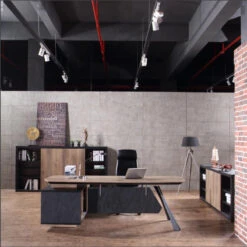 EASTON Executive Desk With Right Return 2.2-2.4m - Warm Oak & Black(Easton Executive Desk With Right Return 2 2m Mahogany Black) -Modern Furniture WF N2805 Lifestyle 800 R copy