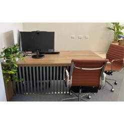 AFTAN BLACK HAWK Limited Edition - Executive Desk Pedestal & Right Mobile Return 180cm - Warm Oak &Black(Aftan Executive Desk With Pedestal Right Mobile Return 180cm Warm Oak Black) -Modern Furniture WF N2806 BH R