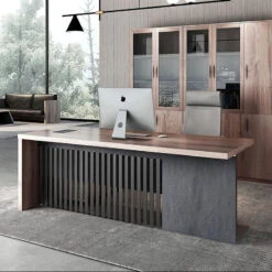 AFTAN BLACK HAWK Limited Edition - Executive Desk Pedestal & Right Mobile Return 180cm - Warm Oak &Black(Aftan Executive Desk With Pedestal Right Mobile Return 180cm Warm Oak Black)