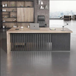 AFTAN BLACK HAWK Limited Edition - Executive Desk Pedestal & Right Mobile Return 180cm - Warm Oak &Black(Aftan Executive Desk With Pedestal Right Mobile Return 180cm Warm Oak Black) -Modern Furniture WF N2806 BH RLifestyleBlack 1 Right 800