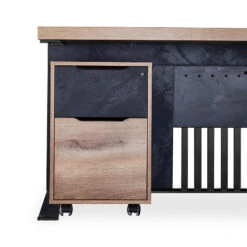 AFTAN BLACK HAWK Limited Edition - Executive Desk Pedestal & Right Mobile Return 180cm - Warm Oak &Black(Aftan Executive Desk With Pedestal Right Mobile Return 180cm Warm Oak Black) -Modern Furniture WF N2806DrawerRIGHT 800