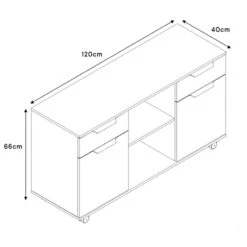 AFTAN Credenza 120cm - Warm Oak & Black(Aftan Credenza 1 2m Mahogany Black) -Modern Furniture WF N2806 movable side cabinet NEW